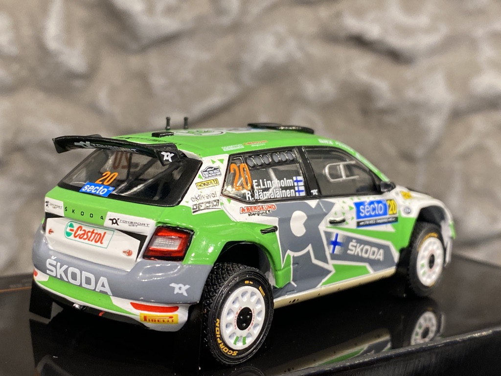 Skala 1/43 Škoda Fabia Rally2 EVO  Rally Finland, E.Lindholm/R.Hämäläinen fr IXO Models