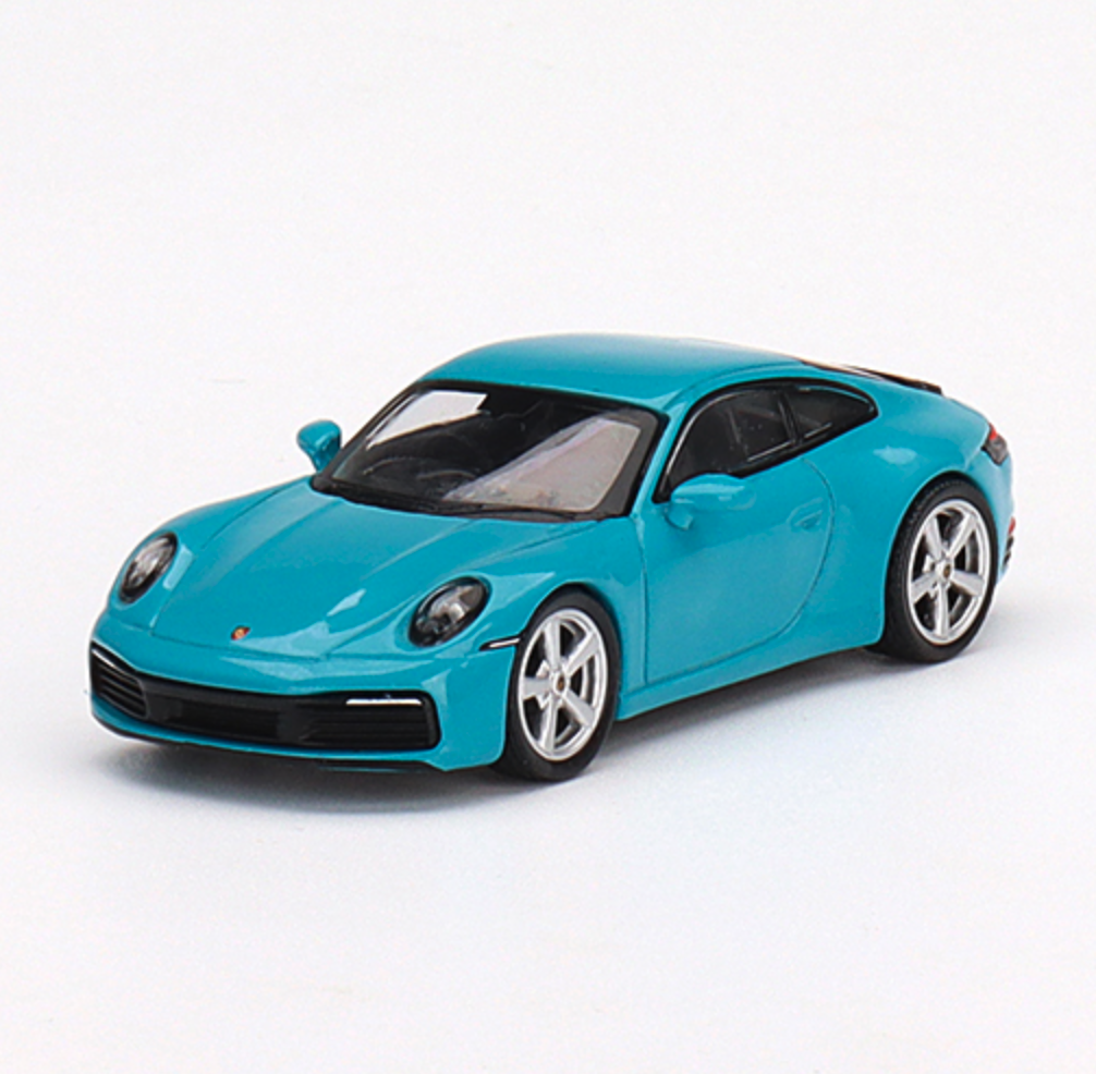 Skala 1/64 - Porsche 911 (992) Carrera S Miami Blue - från MINI GT