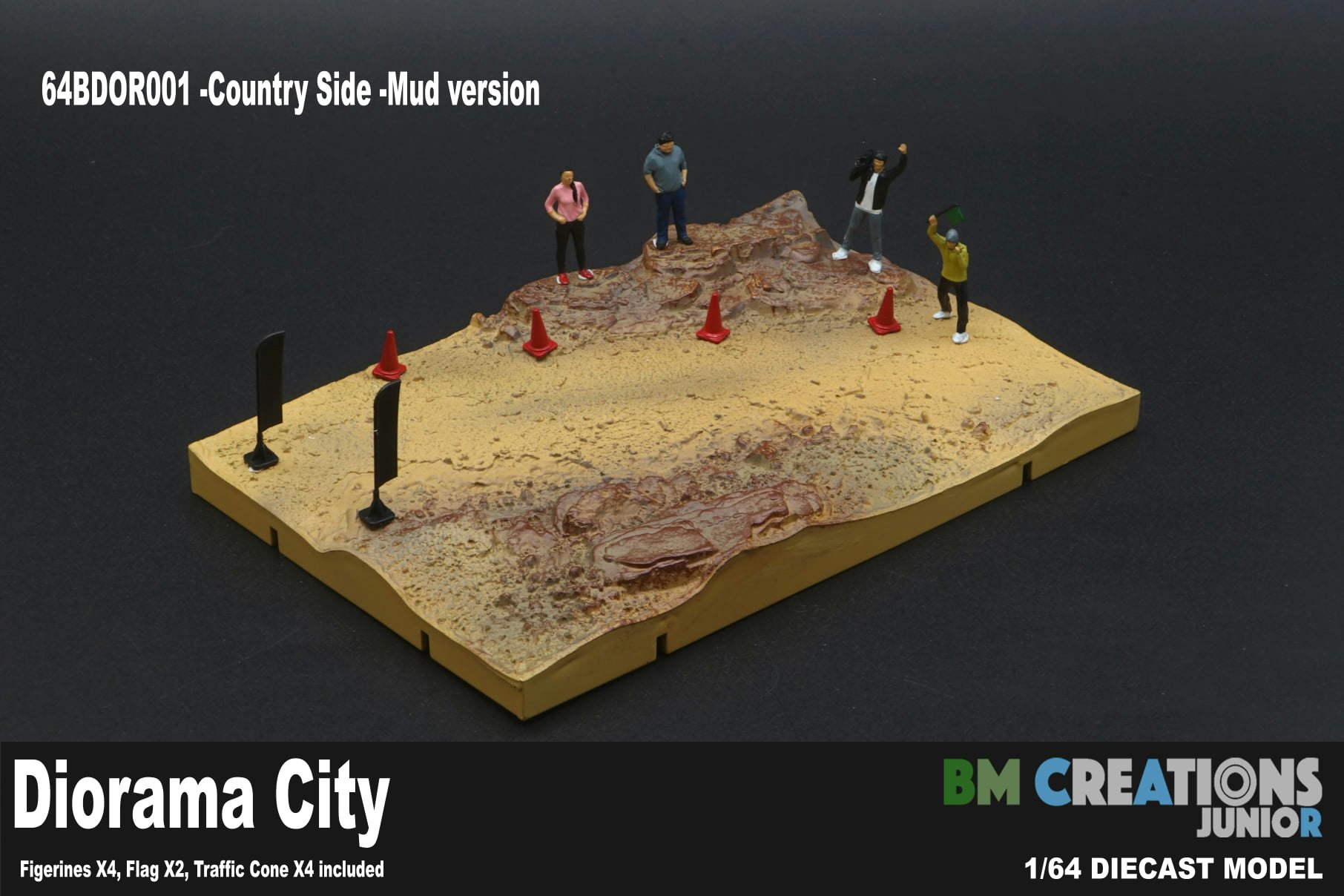 Skala 1/64 Diorama "Country Side" Mud m figurer fr BM Creations