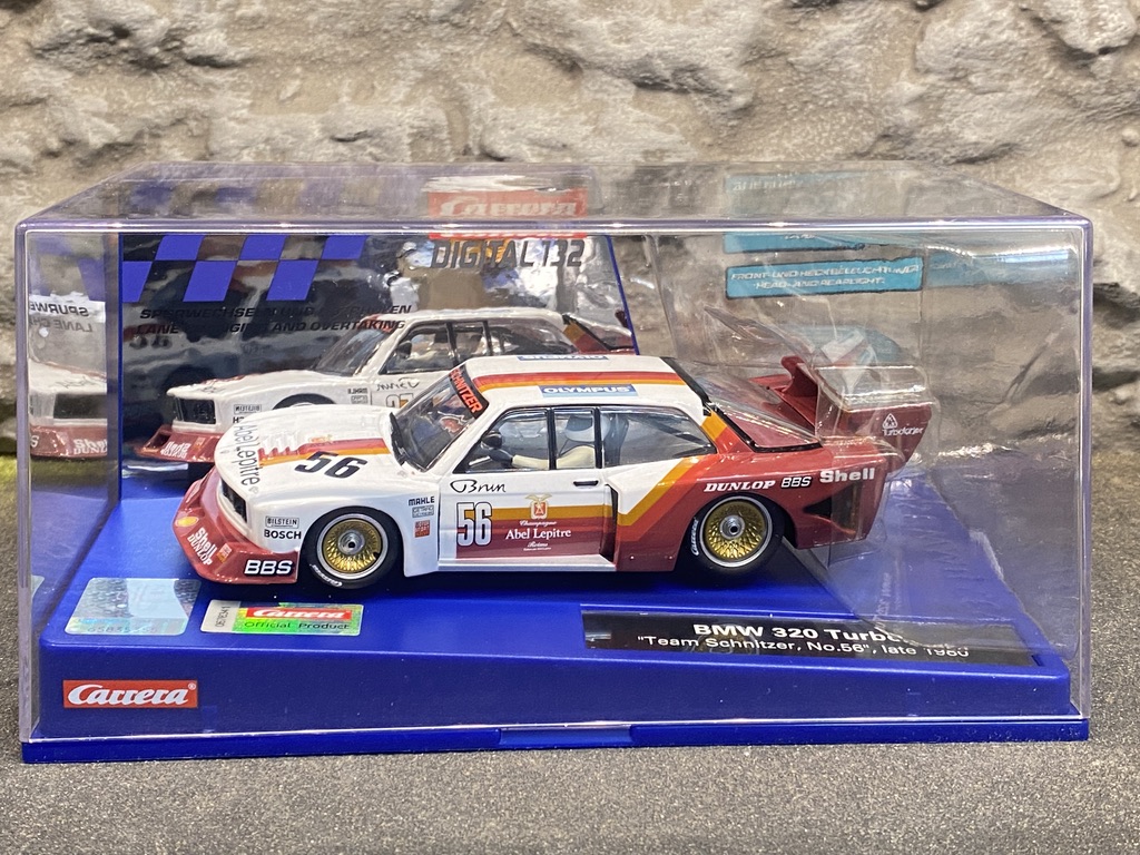 Skala 1/32 Digital/Analog bil t bilbana fr Carrera: BMW 320 Turbo Flachbau Team Schnitzer #56 DRM 1980