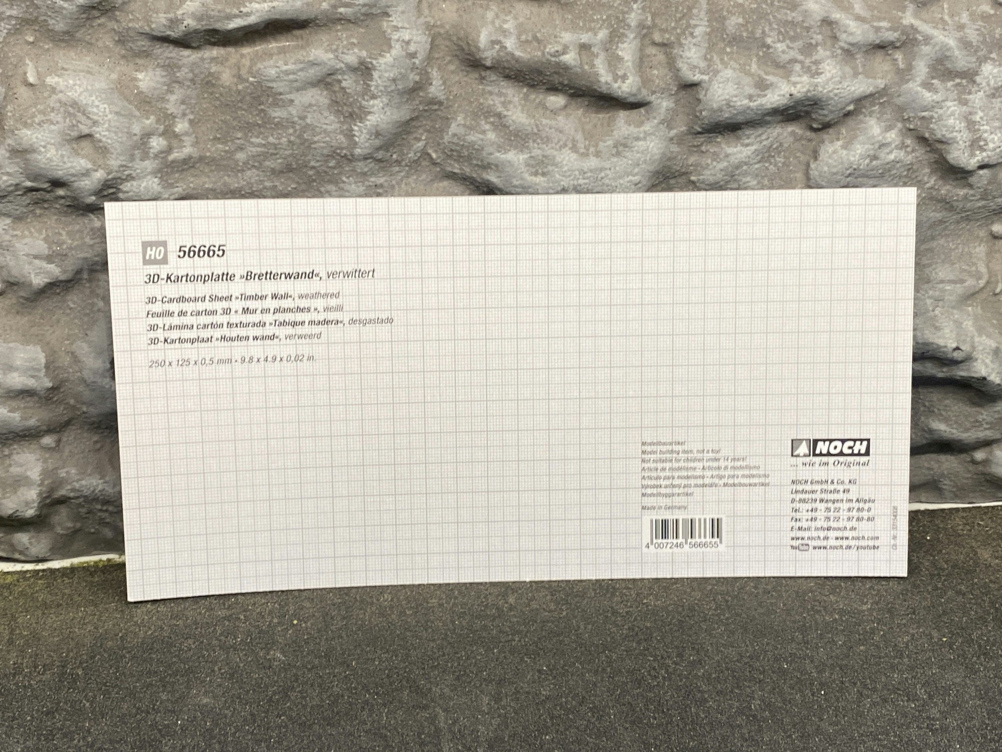 NOCH 56665 Timmerväggar/Timber walls, Wethered - 3D Cardboard Sheet 25x12,5 cm f H0 & TT