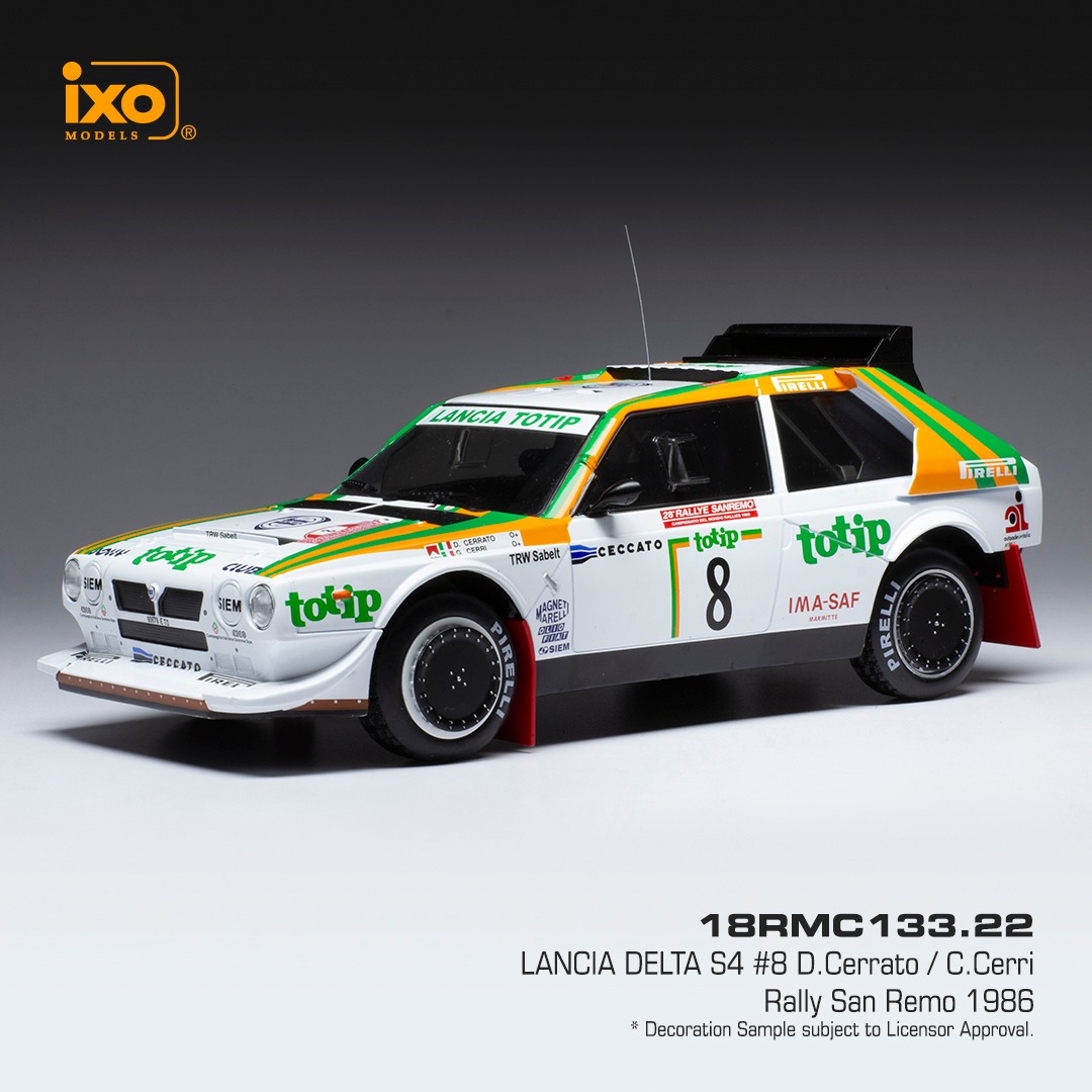 Skala 1/18 LANCIA DELTA S4 #8 D.Cerrato / C.Cerri Rally San Remo 1986 fr IXO Models