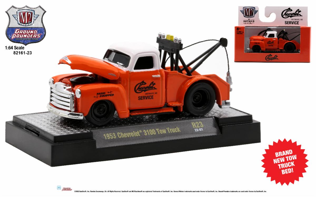 Skala 1/64 1953 Chevrolet 3100 Tow Truck "Ground Pounders" fr M2 Machines