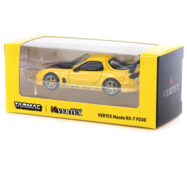 Skala 1/64 VERTEX Mazda RX-7 (FD3S) Yellow metallic - GLOBAL64 fr TARMAC works