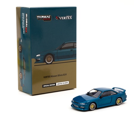 Skala 1/64 Vertex Nissan Silvia S14, Special Edition, Blue Green Metallic fr TARMAC works