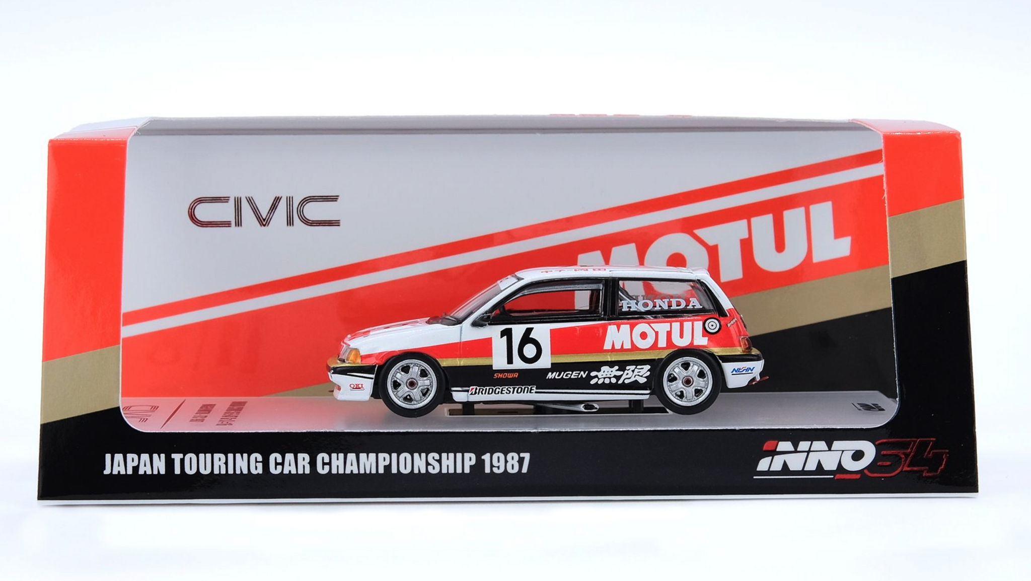 Skala 1/64 HONDA CIVIC E-AT #16 "MUGEN MOTUL" JTCC 1987 fr Inno64