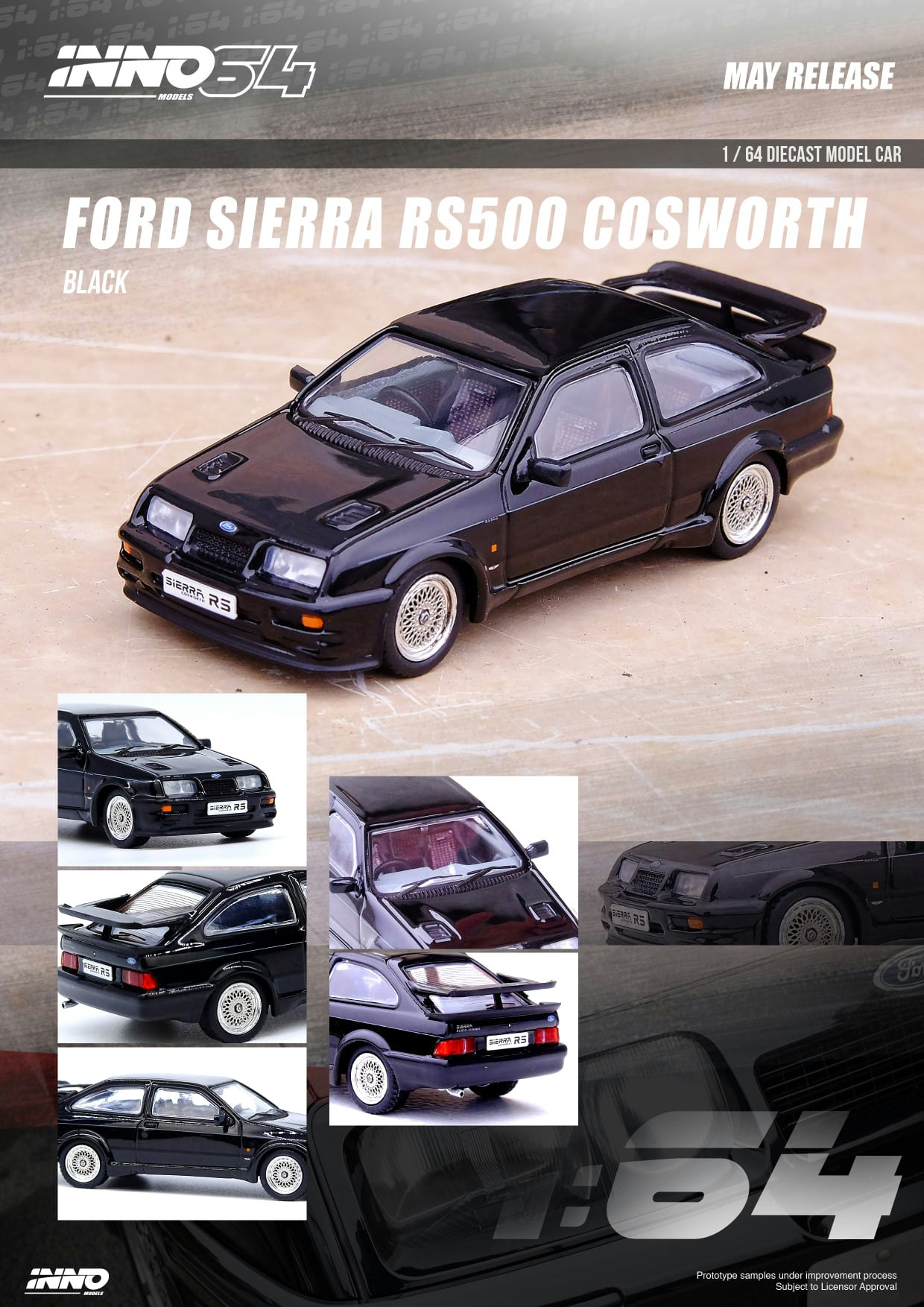 Skala 1/64 FORD SIERRA RS500 COSWORTH Black fr Inno64