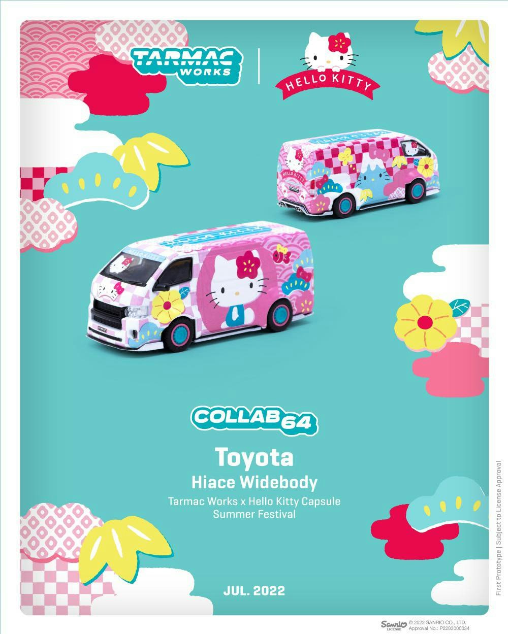 Skala 1/64 Toyota Hiace Widebody - Hello Kitty Capsule Summer Festival fr Inno64