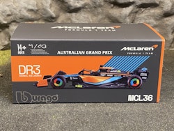 Skala 1/43 McLaren F1 Team MCL36 Australian GP DR#3 w figure fr Bburago 38064 #3