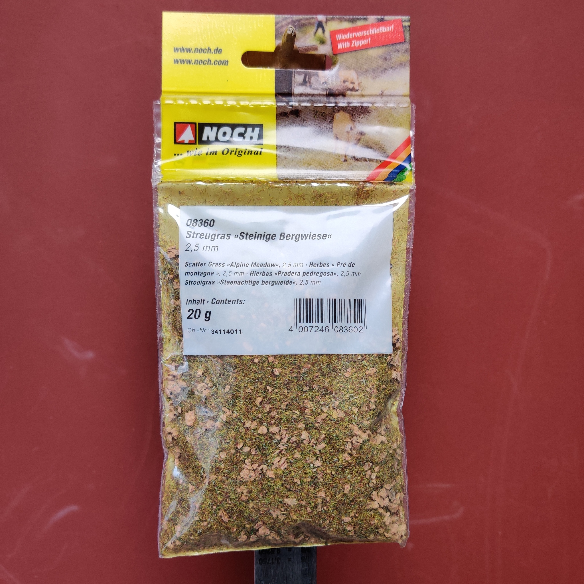 NOCH 08360 Strömaterial/Scatter Gräs Alpin äng/Grass Alpine Meadow 2,5mm 20 gram