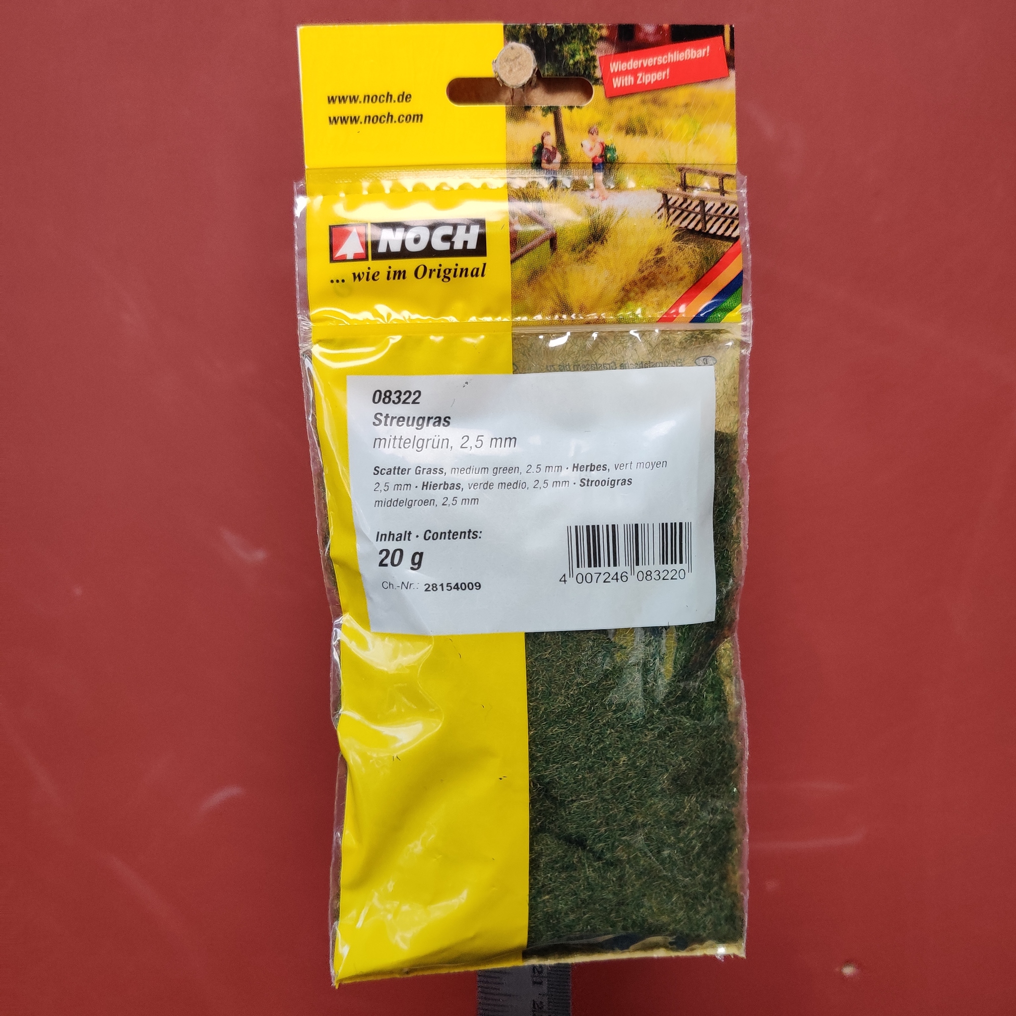 NOCH 08322 Strömaterial gräs/Scatter grass Mellangrönt/Middle Green 2,5mm 20 gram