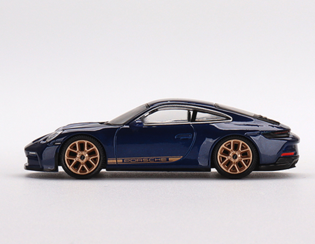 Skala 1/64 - Porsche 911 (992) GT3 Touring Gentian Blue Metallic fr MINI GT