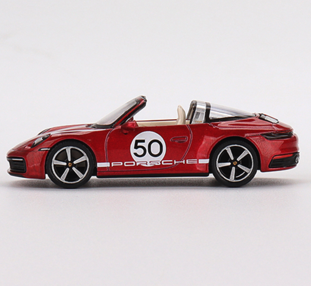 Skala 1/64 - Porsche 911 Targa 4S Heritage Design Edition Cherry Red fr MINI GT