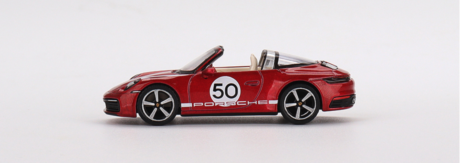 Skala 1/64 - Porsche 911 Targa 4S Heritage Design Edition Cherry Red fr MINI GT