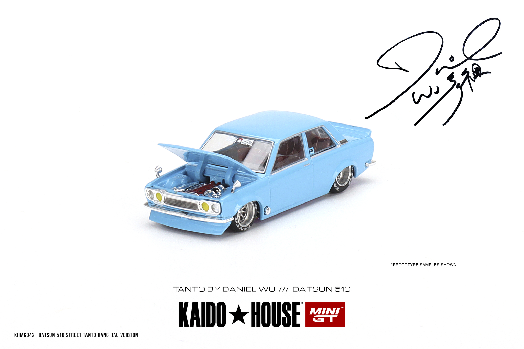 Skala 1/64 - Datsun 510 Street Tanto/Hang Hau Blue (KHMG042) KAIDO fr MINI GT