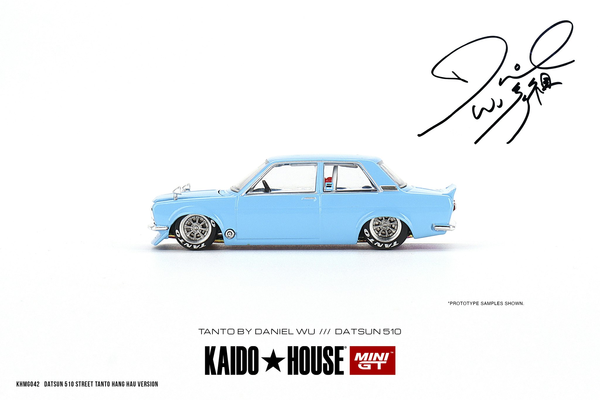 Skala 1/64 - Datsun 510 Street Tanto/Hang Hau Blue (KHMG042) KAIDO fr MINI GT