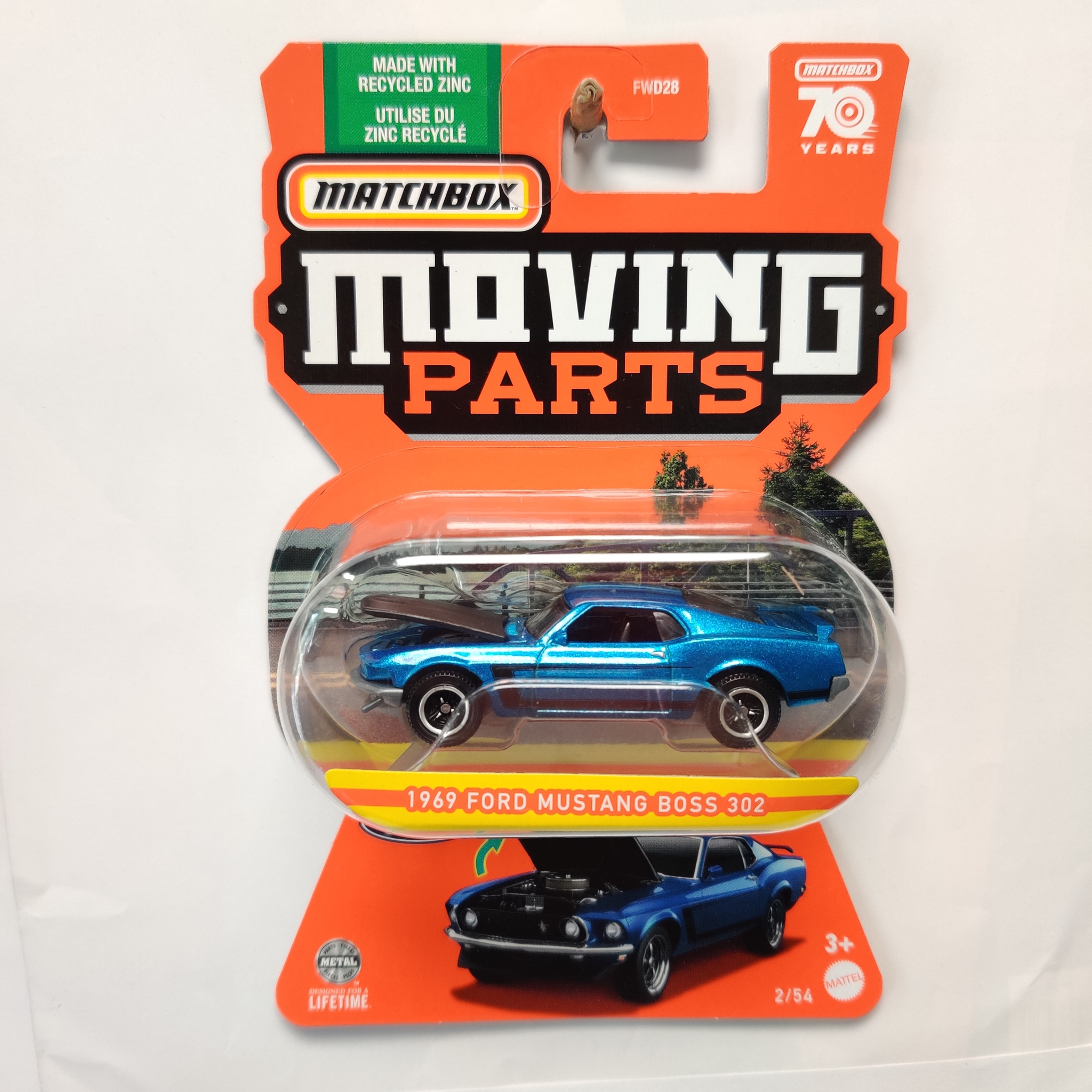 Skala 1/64 Matchbox "Moving parts"  Ford Mustang Boss 312 69'