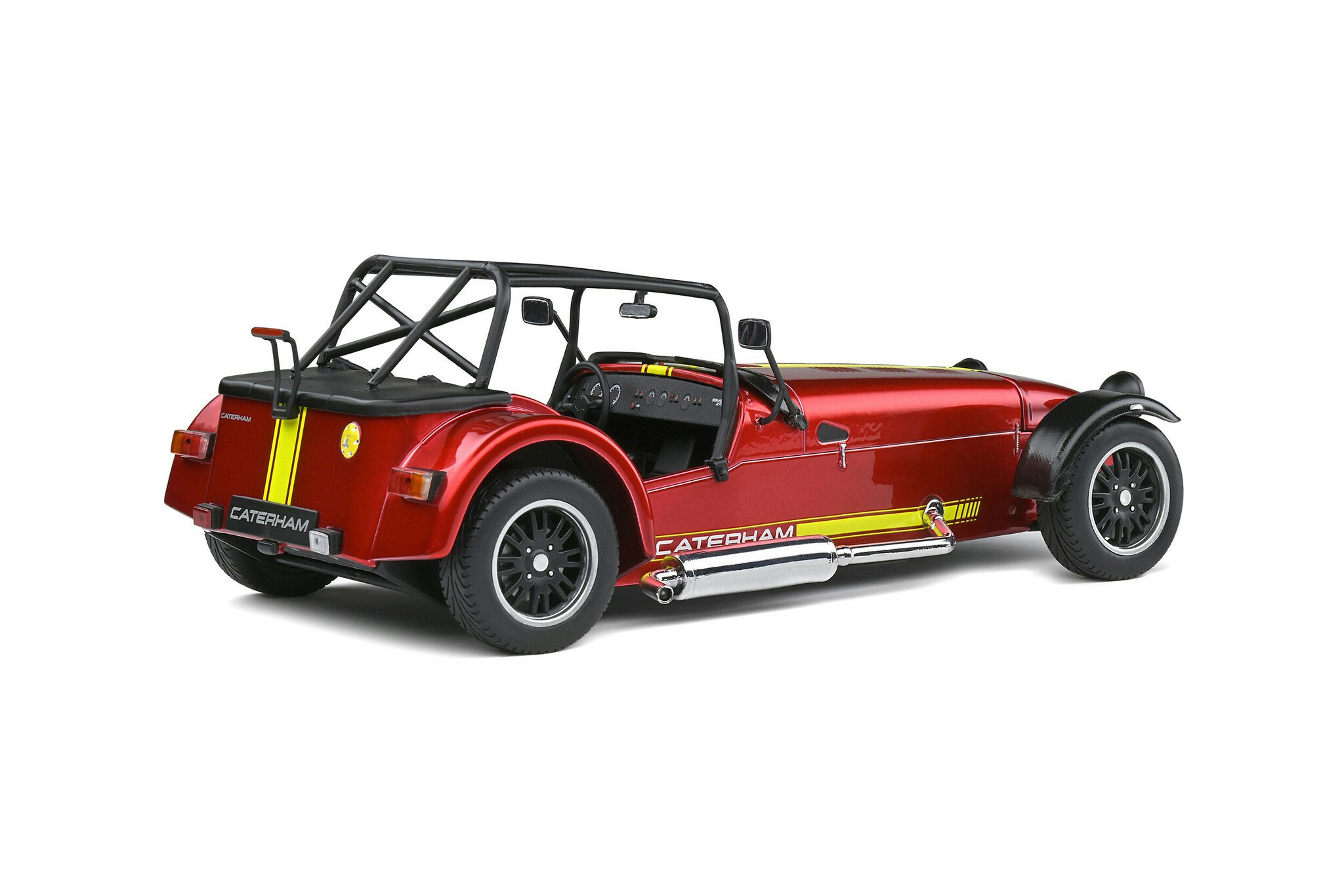 Skala 1/18 CATERHAM SEVEN 275 ACADEMY, METALLIC RED & YELLOW 14' fr SOLIDO