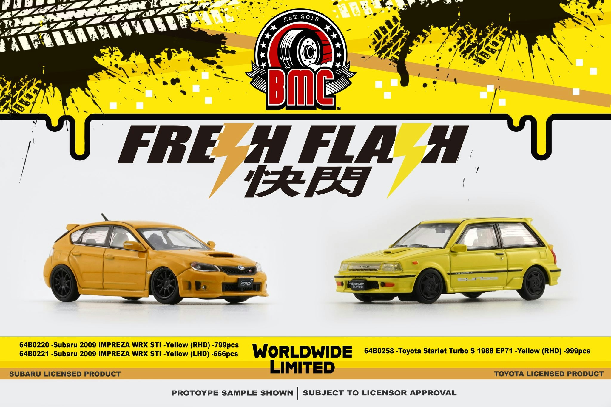 Skala 1/64 Subaru Impreza WRX 2009, Yellow fr BM Creations