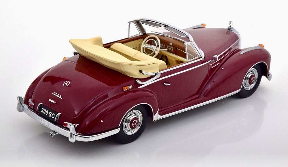 Skala 1/18 Mercedes 300 SC W188 Cabrio 1957, Dark Red fr KK-scale