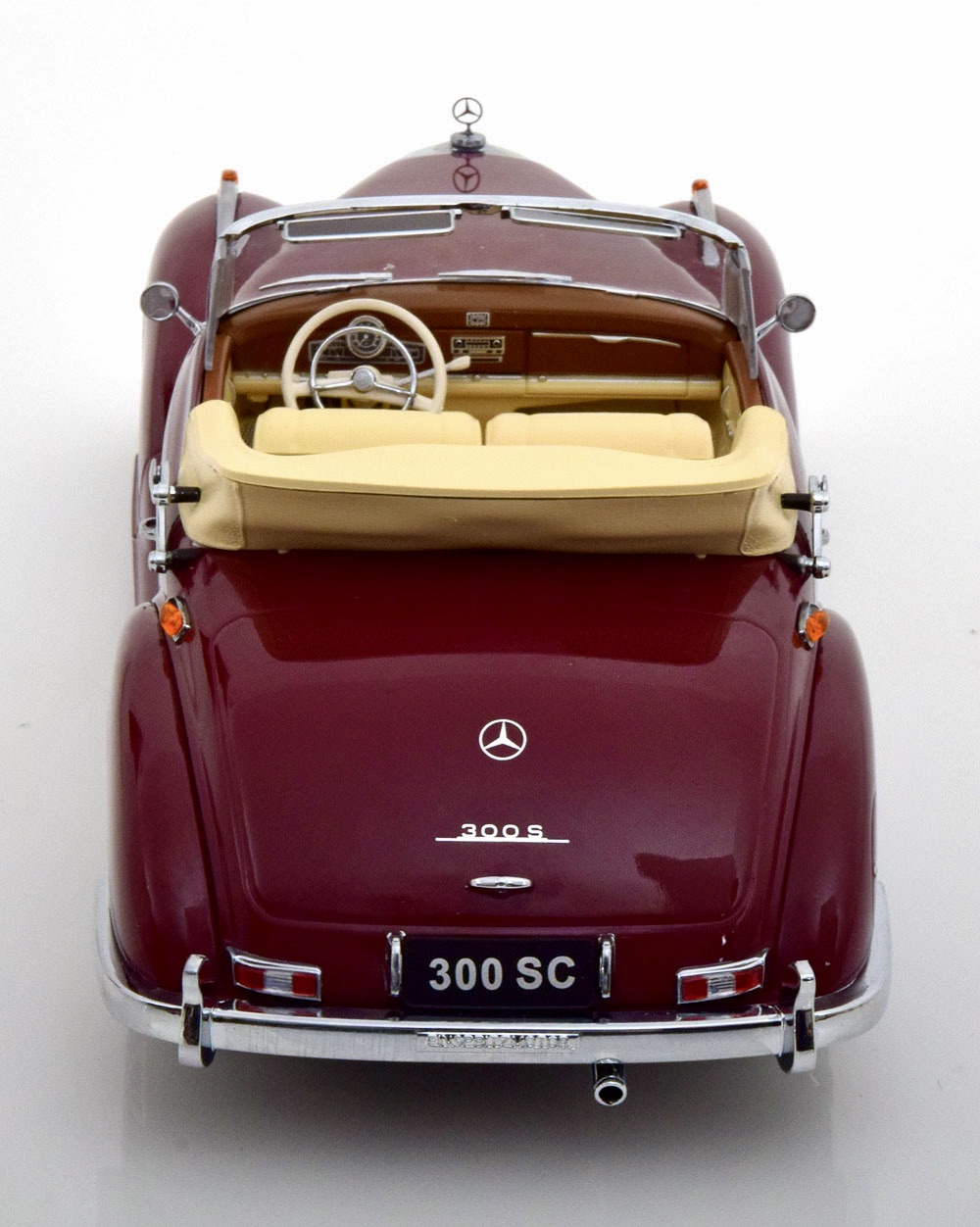 Skala 1/18 Mercedes 300 SC W188 Cabrio 1957, Dark Red fr KK-scale