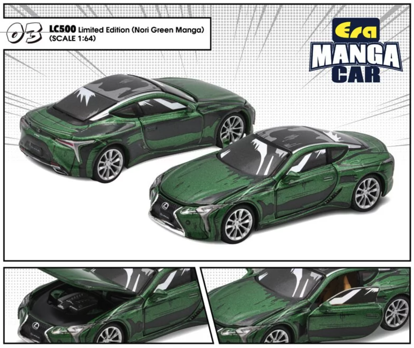 Skala 1/64 Lexus LC500 (Nori Green Manga) 03 fr ERA CAR