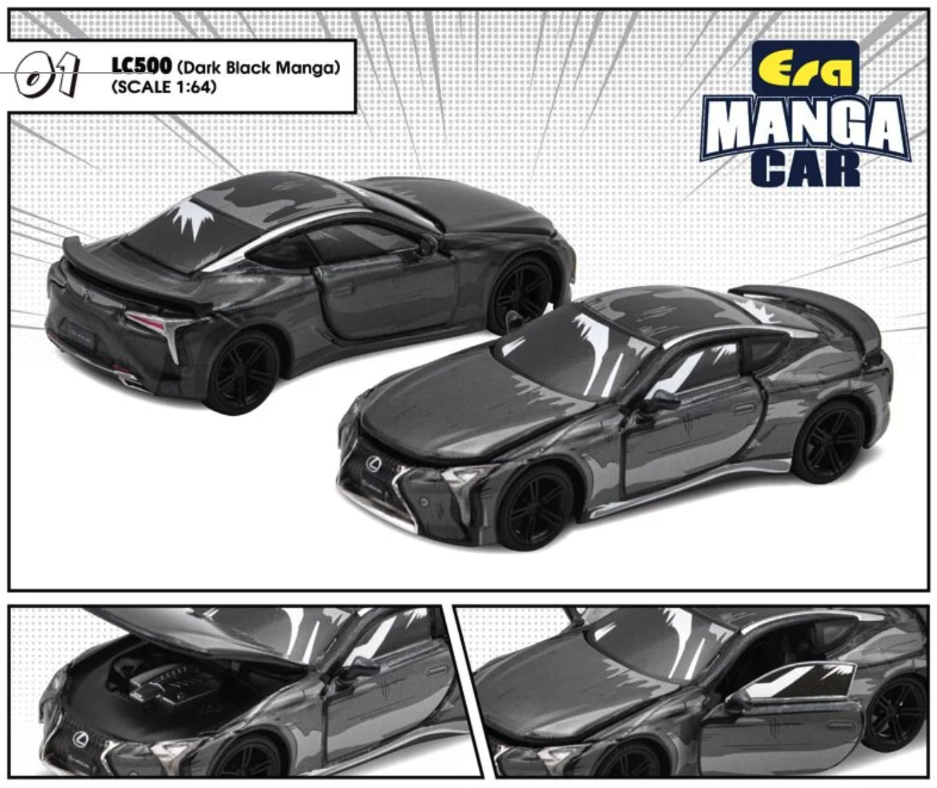 Skala 1/64 Lexus LC500 (Dark Black Manga) fr ERA CAR