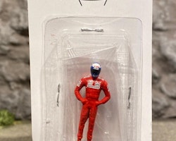 Skala 1/43, 0-scale figure, Alain Prost in red overalls  w blue helmet fr Cartrix