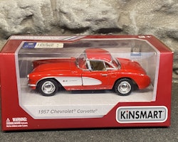 Skala 1/43 Chevrolet Corvette 1957, Red/White, with box/låda fr Kinsmart