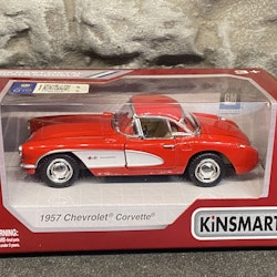Skala 1/43 Chevrolet Corvette 1957, Red/White, with box/låda fr Kinsmart
