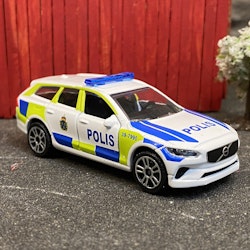 NEW! Skala 1/64 Volvo V90 Polis (Swedish police car) fr Majorette