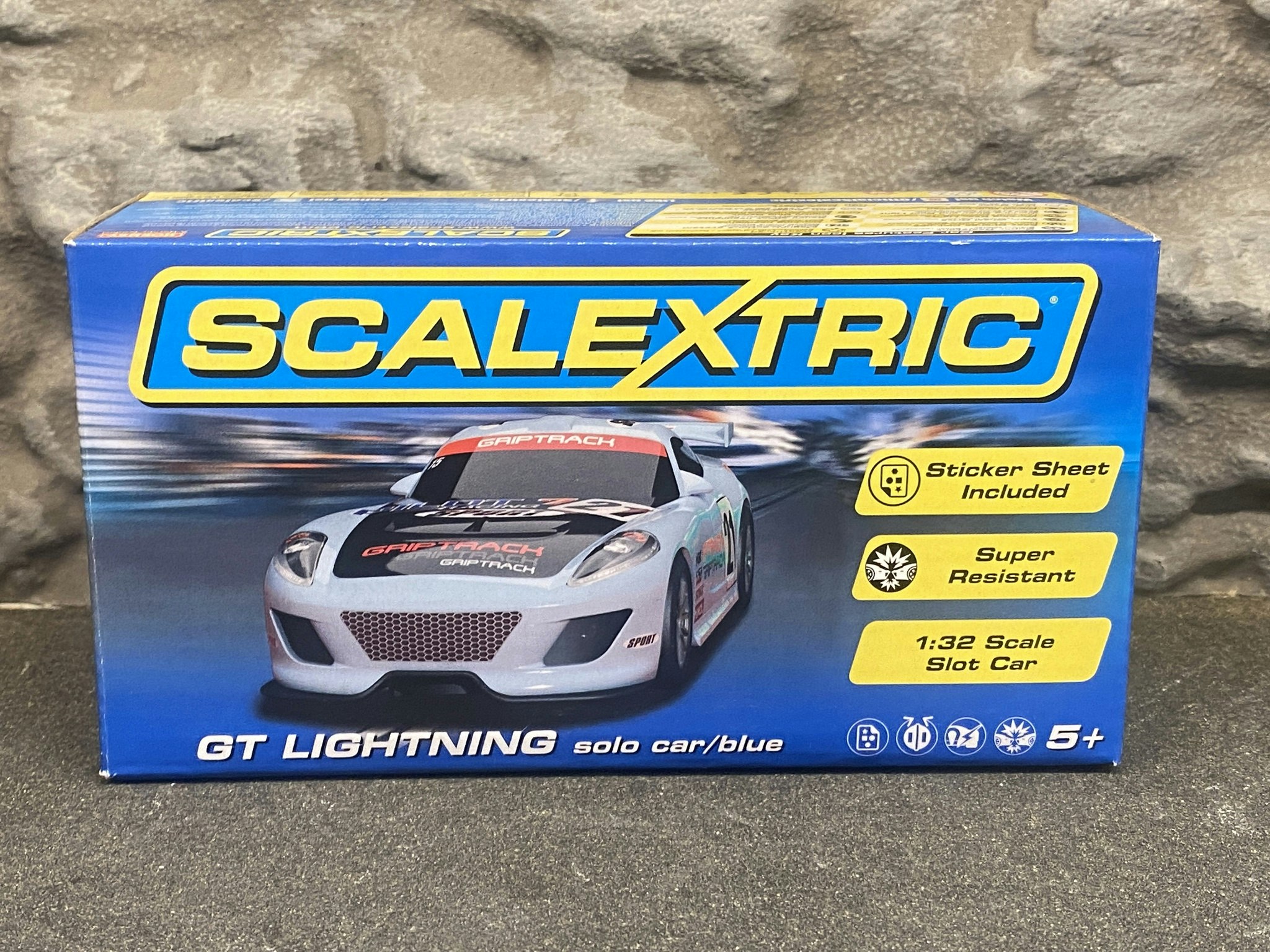 Skala 1/32 Analog Slotcar - GT Lightning, Light blue w stickers