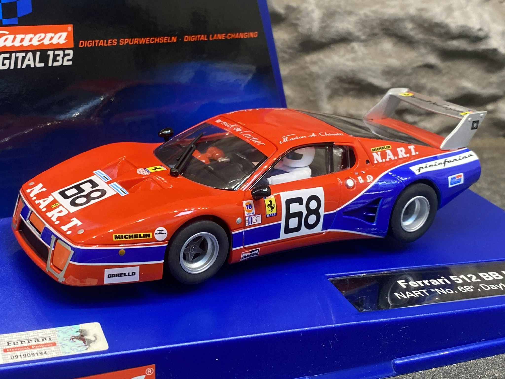Skala 1/32 Digital/Analog slotcar fr Carrera: Ferrari 512 BB LM NART #68 Daytona 79'