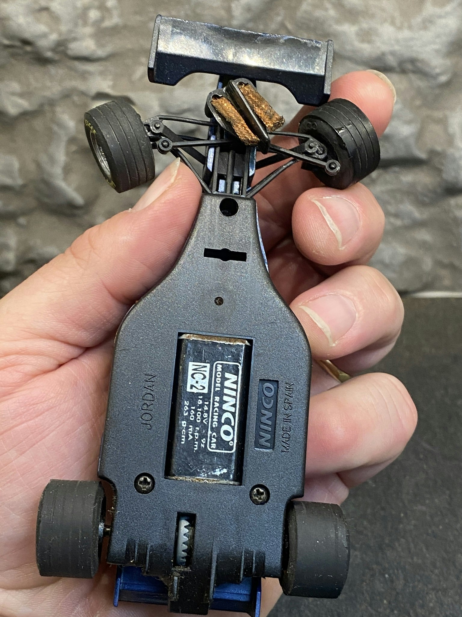 Skala 1/32 Begagnad/Used Analoge slotcar: Jordan (1995) w steering fr Ninco