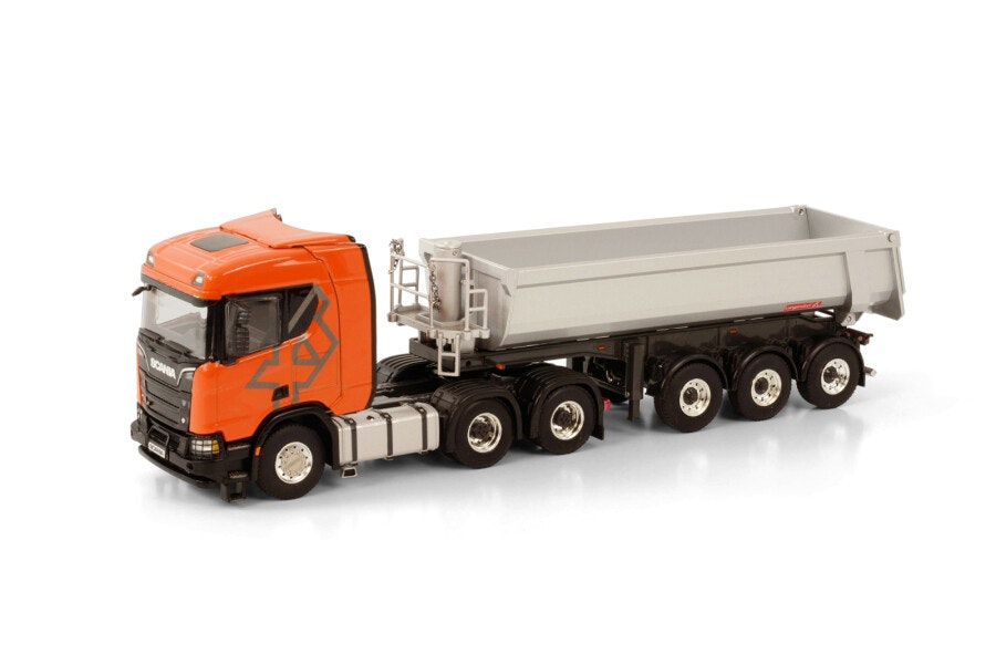Skala 1/50 SCANIA R N CR20N 6X4 TIPPER TRAILER HALFPIPE - 3 AXLE fr WSI Models