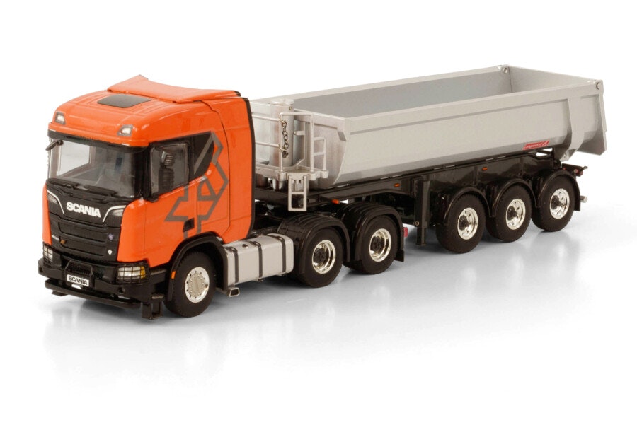 Skala 1/50 SCANIA R N CR20N 6X4 TIPPER TRAILER HALFPIPE - 3 AXLE fr WSI Models