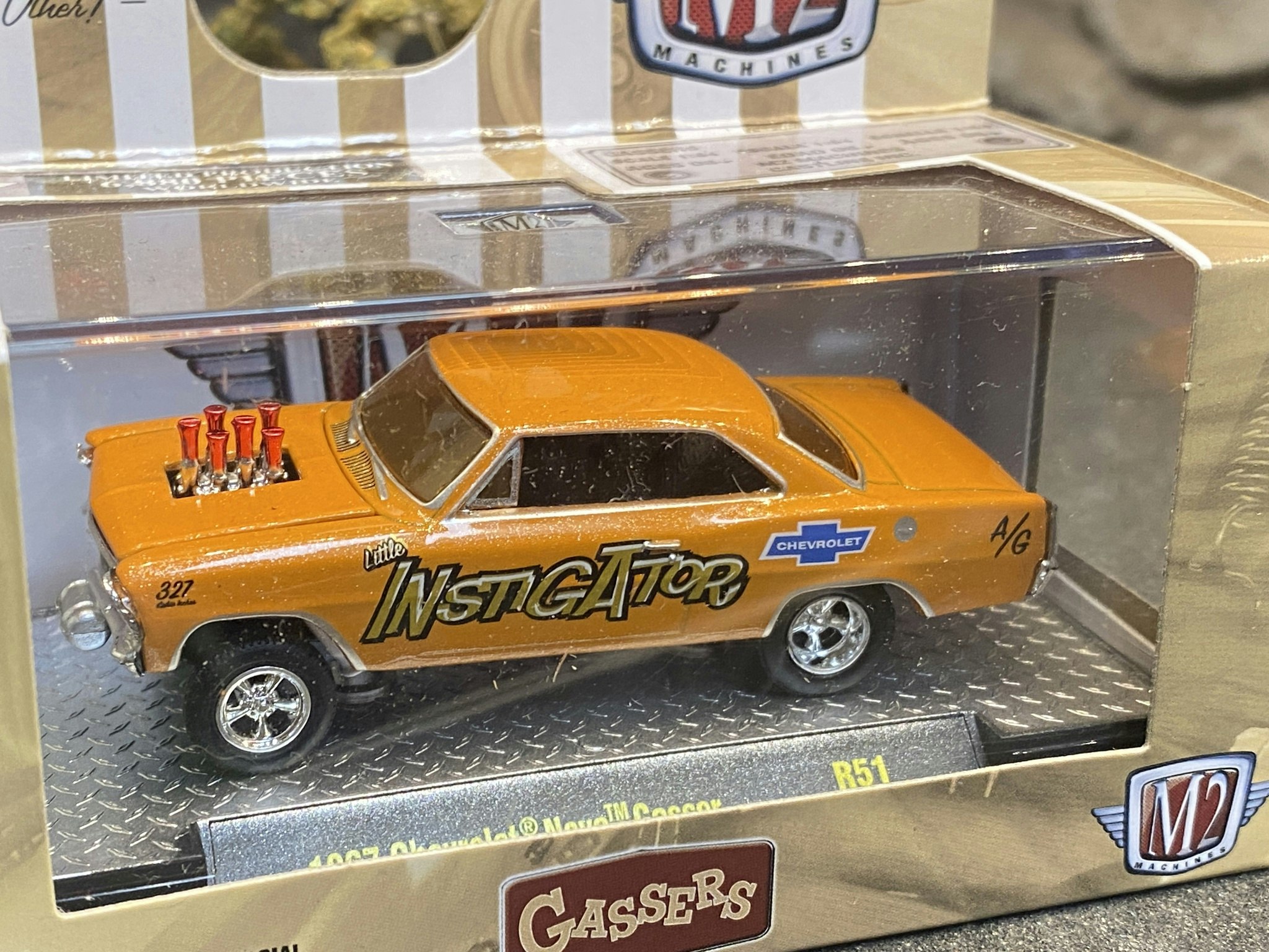 Skala 1/64 Chevrolet Nova Gasser 1967' Orange fr M2 Machines