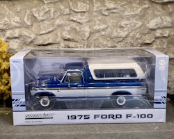 Skala 1/18 1975 Ford F-100, Blue/white fr Greenlight