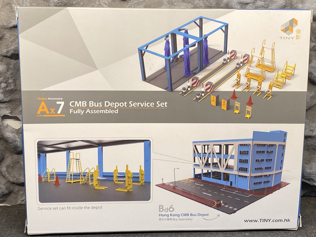 Skala 1/64 & 1/76: CMB Bus Depot Service Set - Diorama Blue/Yellow fr Tiny Toys