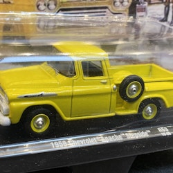 Skala 1/64 1958 Chevrolet Apache Stepside, yellow fr M2 Machines