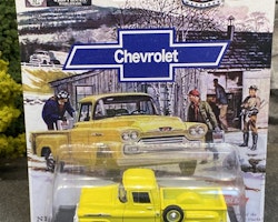 Skala 1/64 1958 Chevrolet Apache Stepside, yellow fr M2 Machines