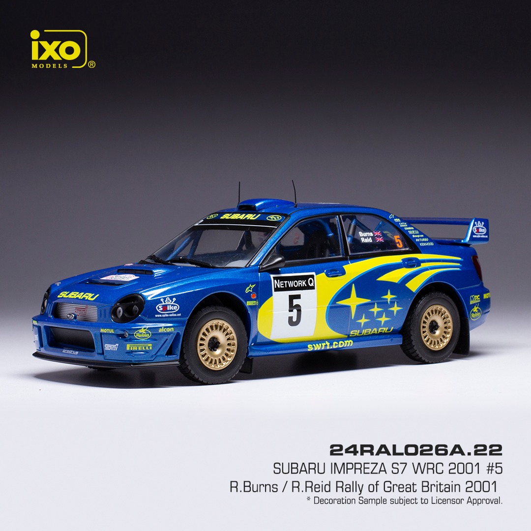 Skala 1/24 SUBARU IMPREZA S7 WRC 2001 #5 R.Burns / R.Reid 01 fr IXO Models
