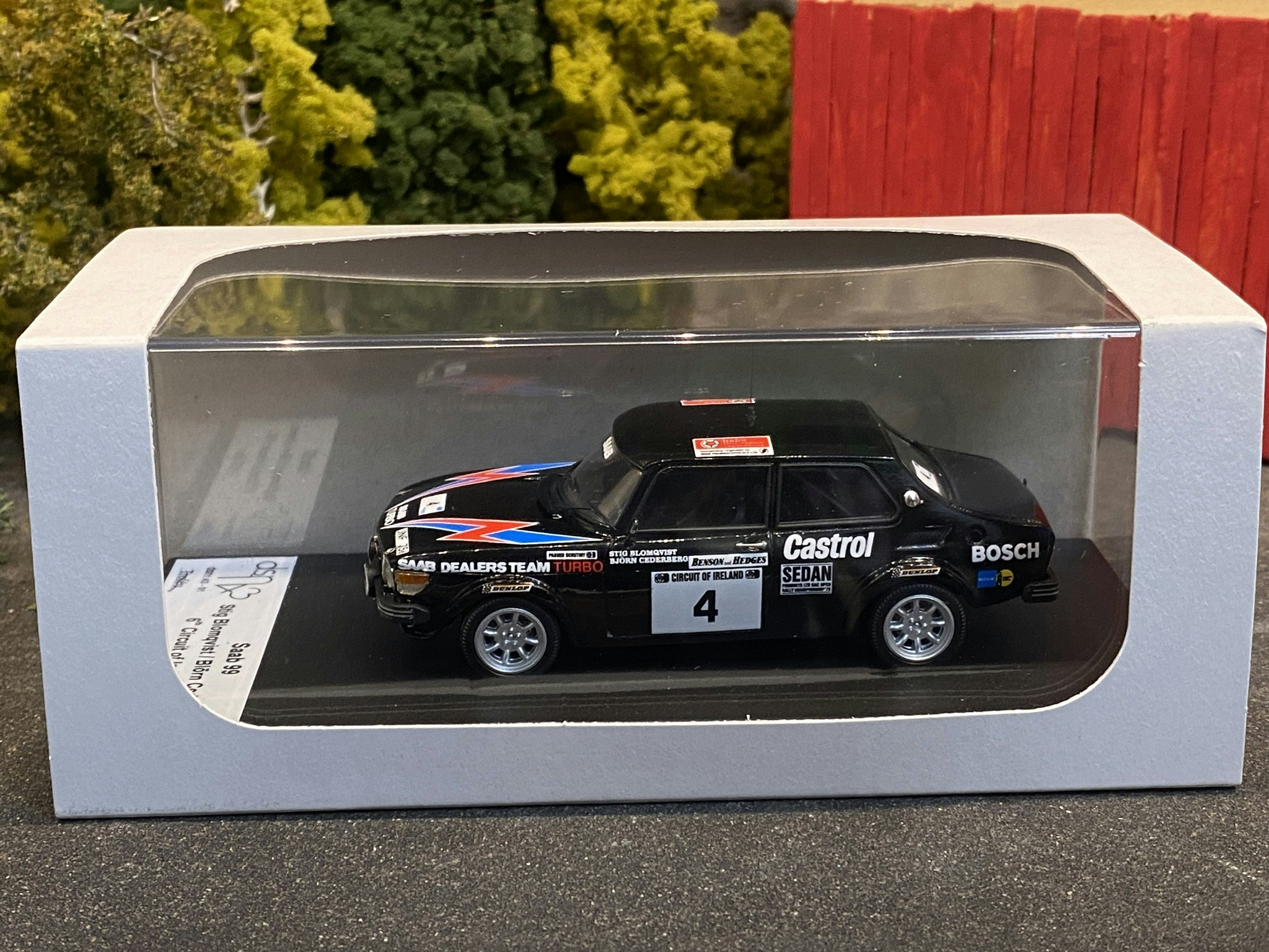 Skala 1/43 Saab 99, Circuit of Ireland 79', S Blomqvist/B Cederberg f Troféu DSN43