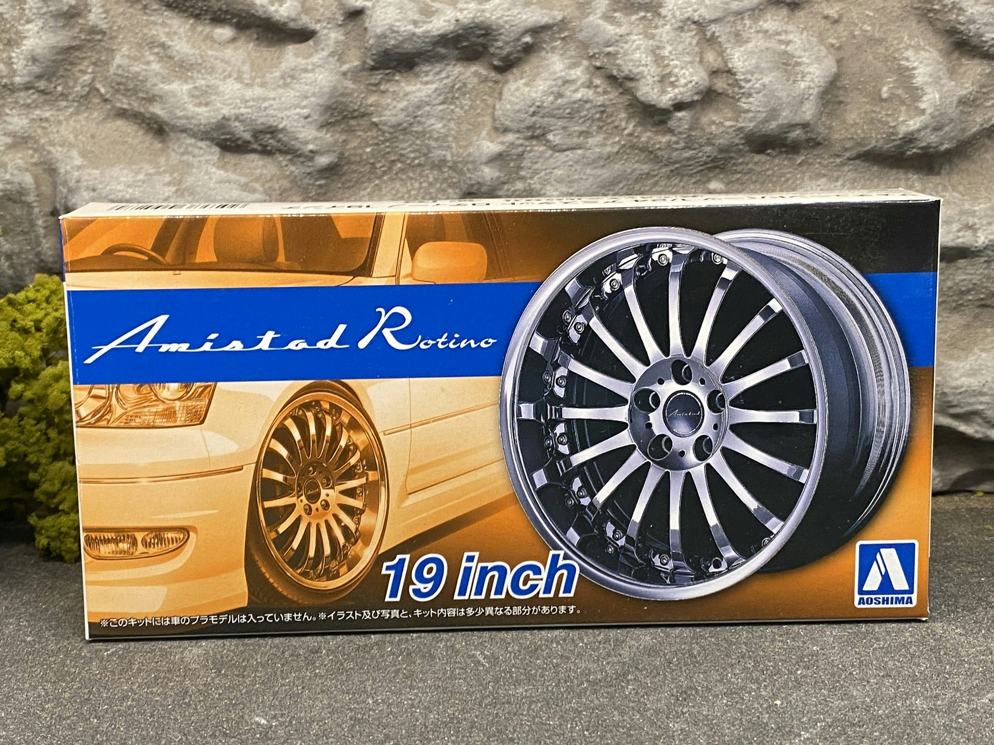 Skala 1/24 Tyres & Rims for plastic models: Amistad Rotino, 19 inch fr AOSHIMA