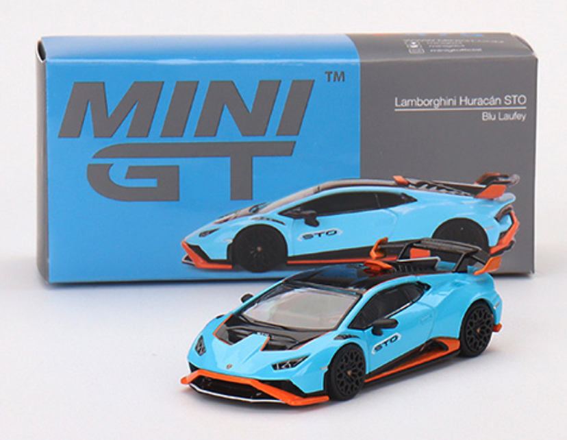 Skala 1/64 Lamborghini Huracán STO, Blu Lauley fr MINI GT