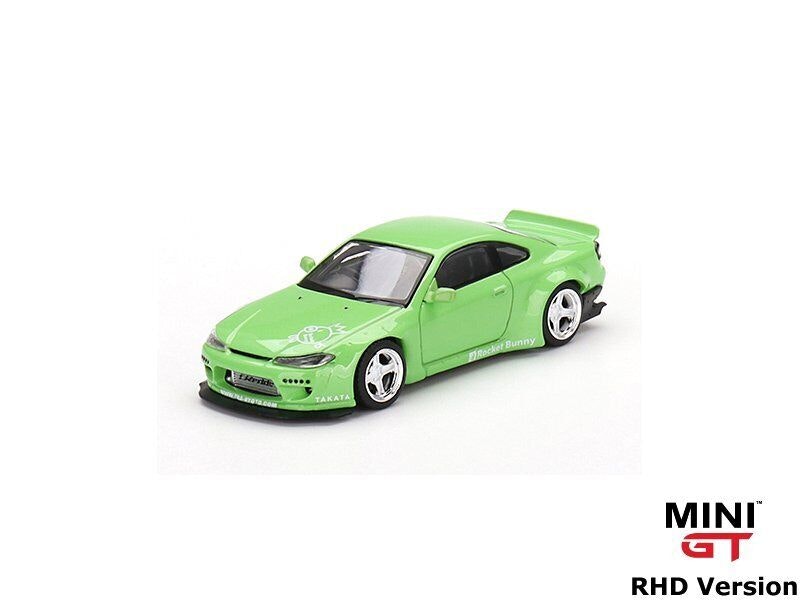 Skala 1/64 Nissan Silvia (S15) Rocket Bunny, Green fr MINI GT