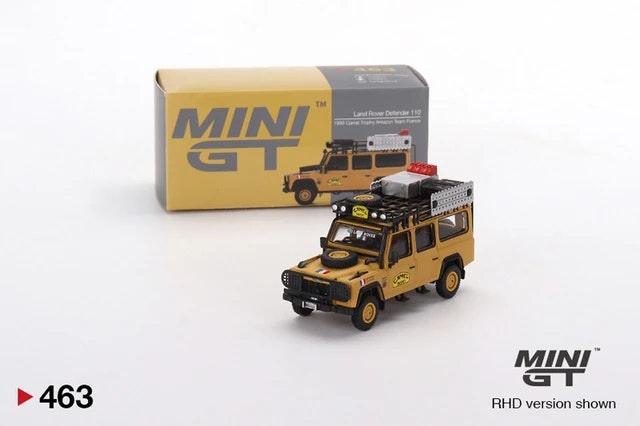 Skala 1/64 - Land Rover Defender 110 1989, Camel Trophy Amazon Team fr MINI GT