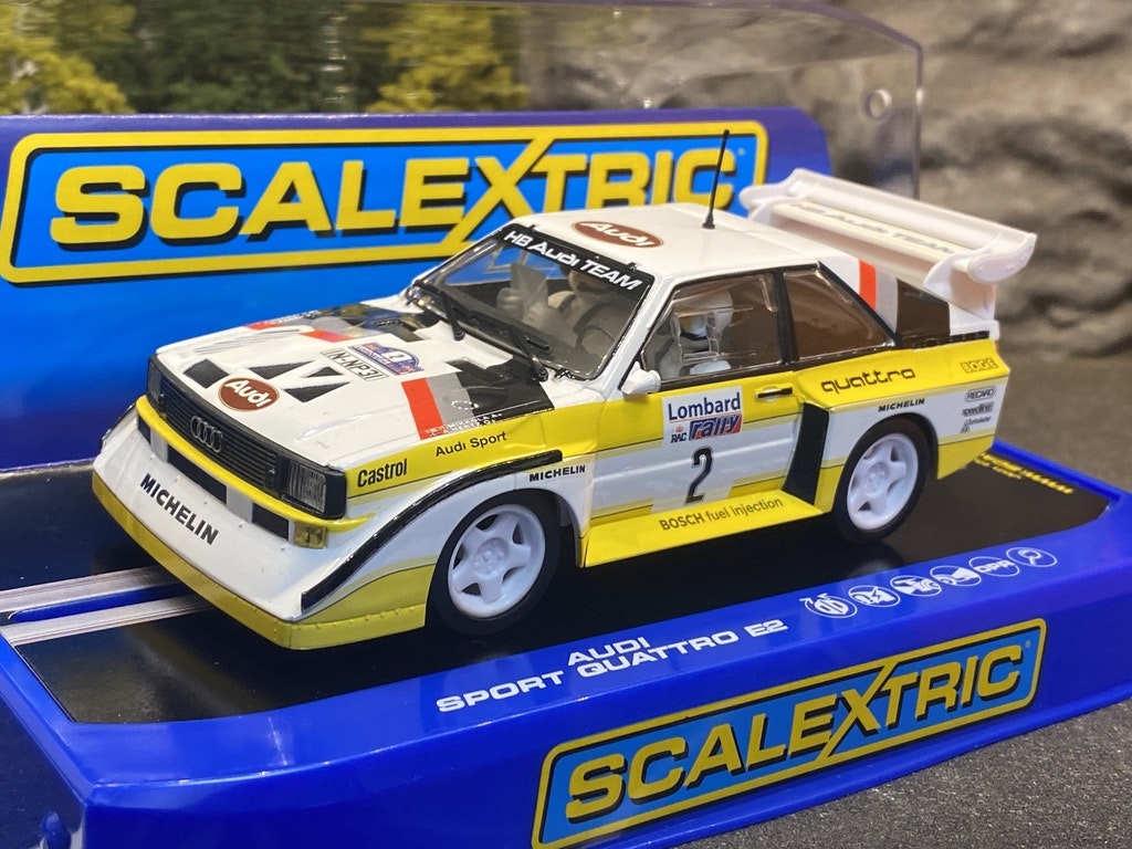 Skala 1/32 Audi Sport Quattro E2 1985 Lombard RAC Rally, H Mikkola/Hertz f Scalextric