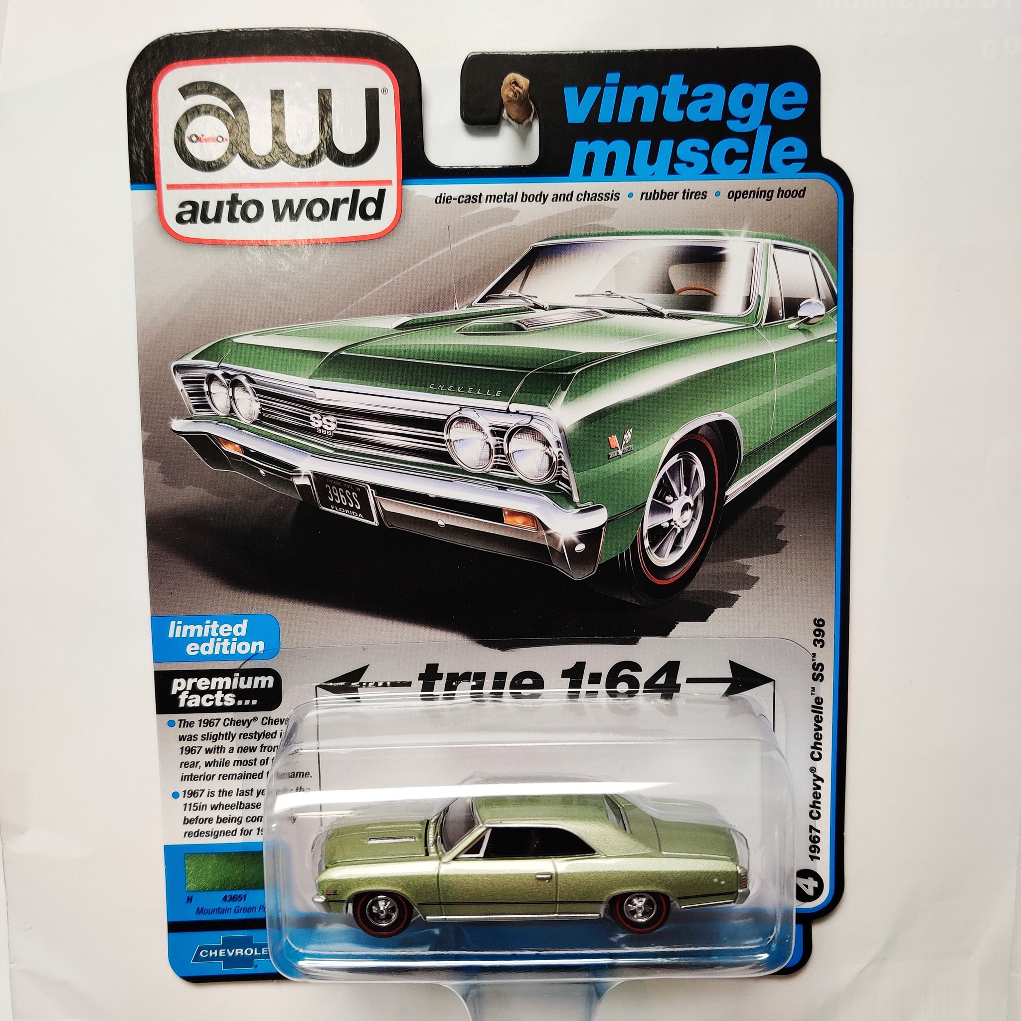 Skala 1/64 AUTO WORLD "Vintage Muscle" Chevy Chevelle SS 396 67' Rel.4 Ser.B Lim ed