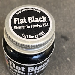 Zero Paints, acryllic paint 30ml: Flat Black (Similar to Tamiya XF-1)ZP-7101